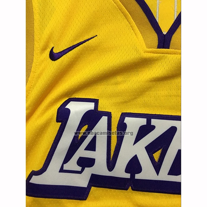 Camiseta Los Angeles Lakers Lebron James NO 23 Ciudad 2019-20 Amarillo